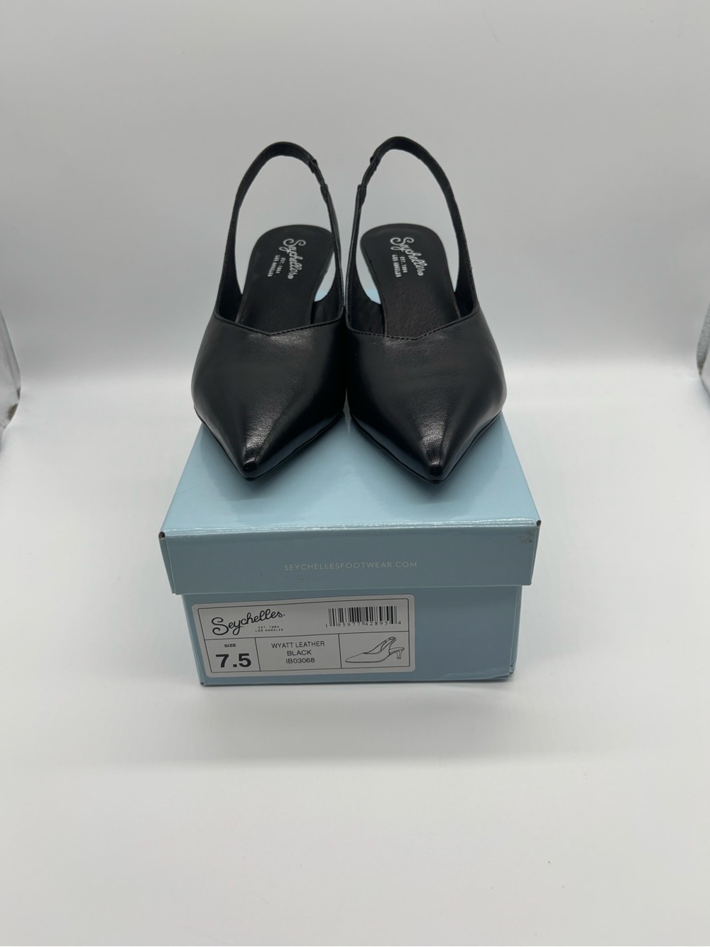 Seychelles Black Leather Pointed Slingback Mules